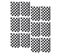 ifundom Lot de 12 Sachets Présents à Carreaux Noir et Blanc en Papier Kraft Robuste, Petits Paquet pour Fête D'anniversaire Garçon et Filles Thème Voitures de Course Fond Plat Stable,