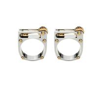 ifundom Lot de 2 Bagues Mécaniques Unisexe en Acier Titane et Fibre de Carbone Taille 9 Anneaux Créatifs D’Engrenage Bijoux Mode Homme Présent Saint-Valentin Style pour Mariage et