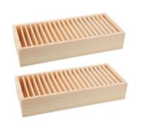 ifundom Lot de 2 Boîtes en Bois Multi-Compartiments Rangement pour Cartes de Visite et Fiches Organiseur Bijoux Détachable Finition Naturelle Bureau et Organisation Personnelle