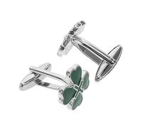 ifundom Lot de 2 Boutons de Manchette pour Homme en Alliage Motif Trèfle à Quatre Feuilles de Cœur Vert Finition Émaillée Bijoux Manchette Classiques Présents Fête Saint-Patrick