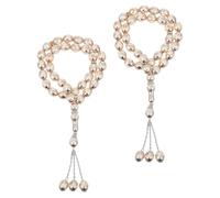 ifundom Lot de 2 Bracelets de Perles de Prière Musulmanes en Acrylique Beige, 33 Perles Compteur Arabe, Chapelet Portatif pour Prières et Contemplation, Accessoire Spirituel Femme Élégant