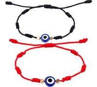 ifundom Lot de 2 Bracelets Œil Maléfique en Alliage et Corde de Coton, Réglables et Confortables pour Femme et Homme, Style Minimaliste pour Tenues Quotidiennes et Soirées