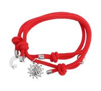 ifundom Lot de 2 Bracelets Lune et Étoile en Corde Tissée Rouge Alliage et Polyester Taille Ajustable Bracelets Amitié et Couple pour Étudiants Présent Saint-Valentin Féminin et