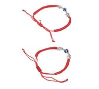 ifundom Lot De 2 Bracelets Tissés Ajustables Éléphant Et Tortue, Cordon Rouge, Bijoux De Poignet Chics Perles Œil Bleu, Décoration à La Main Pour Couple Amoureux, Présents, Taille Unique