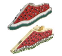 ifundom Lot de 2 Broches Pastèque en Émail Rouge en Alliage de Zinc avec Cristaux, Accessoires Polyvalents pour Chapeaux et Paquet, pour L'style Mignon