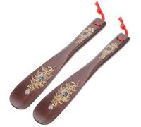 ifundom Lot de 2 Chausse-Pieds en Bois de Poulet Lève-Chaussures à Manche Long Outils Pratiques pour Porter des Chaussures Accessoires Domestiques Compacts et Légers Enfilage Facile