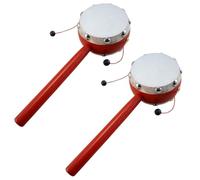 ifundom Lot de 2 Hochets à Main Tambour Double Face en Bois Peau de Mouton Peinte Blanche 7 CM Clochette pour Bébé Éducatif Stimulant Motricité Fine et Audition