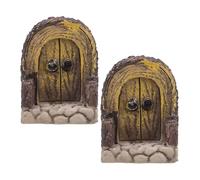 ifundom Lot de 2 Mini-Portes Féeriques en Bois Naturel pour Décoration Micro-Paysage Portes Décoratives de Jardin Miniature Accessoires pour Maison de Poupée et Bonsaï Style Chalet