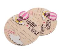 ifundom Lot de 2 Panneaux Ronds en Bois Rose pour Bébé Souvenirs de Naissance Personnalisés Accessoires Photo pour Séances Mensuelles et Shower Décoration Chambre Unisexe Présent