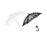 ifundom Lot de 2 Parasols en Dentelle Noire et Blanche 60 CM Poignées 56 CM Parasol pour Mariage Parapluie pour Goûter Accessoire Photo de Mariage Décoration Extérieure Élégante