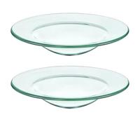 ifundom Lot de 2 Plats en Verre Transparent Ø 120 Mm pour Chauffe-Cire, Coupelles à Fondant Parfumé Résistantes la Chaleur, Support pour Diffuseur D’Huile Essentielle, Accessoire