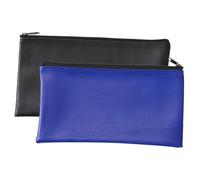 ifundom Lot de 2 Pochettes Étanches en Cuir Synthétique Paquet à Documents Compact Noir et Bleu Organiseur Portefeuille pour Billets et Dossiers Bureau et Voyage