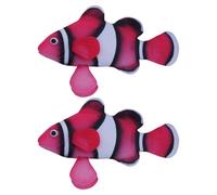ifundom Lot de 2 Poissons-Clowns Flottants en Silicone Rouge Décoration Réaliste pour Aquarium D’Eau Douce et Marine Ornement sous-Marin Solide et Facile à Nettoyer Décorations