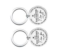 ifundom Lot de 2 Porte-Clés Créatifs en Acier Inoxydable Pendentifs Ronds Décoratifs Inscription « à Ma Fille » Accessoires Solide pour Paquet à Dos et Clés Présent Anniversaire Fille