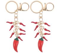 ifundom Lot de 2 Porte-Clés Piment Rouge Miniatures en Résine Breloques Décoratives Légères pour Paquet à Dos Accessoires Kawaii comme Présents de Naissance Ornements Solide et Colorés