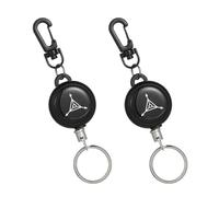 ifundom Lot de 2 Porte-Clés Rétractables en Fil D’Acier Noir Antivol Boucle Flexible Extensible pour L’Escalade le Camping Activités de Plein Air