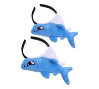ifundom Lot de 2 Serrage-têtes Requin Bleu Doux en Peluche 3d, Bandeaux Élastiques pour Cheveux, Accessoires Déguisement Thème Océan, Bandeaux Kawaii pour Filles et Femmes, Fête