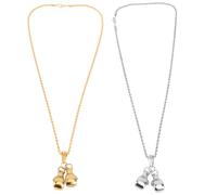 ifundom Lot de 2 set de Colliers Punk en Métal Pendentif Moufles de Boxe Argenté et Or Collier de Clavicule Unisexe Tour de Cou Mode pour Homme et Femme Accessoire Fitness et Sport