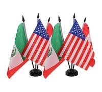 ifundom Lot de 2 set de Petits Drapeaux de Table Amérique du Nord avec Hampe Noire et Socle Plastique Mini Drapeaux de Bureau pour Salle de Réunion Décor Multiculturel