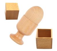 ifundom Lot de 2 Sets de Jouets en Bois pour Bébé - Coordination Œil-Main - Œuf et Coquetier Boîte et Bloc Carré - Sensoriel Éducatif - Jeu D’éveil Montessori pour Tout-Petits