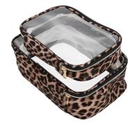 ifundom Lot de 2 Trousses de Toilette à Imprimé Léopard, Grandes Capacités, Portables et Étanches en PVC Transparent pour Camping et Voyages d'affaires