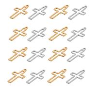 ifundom Lot de 20 Breloques Croix en Acier Inoxydable Ajouré Mini Pendentifs Crucifix pour Création de Bijoux DIY Bracelets et Porte-Clés Croix Religieuse Compacte et Légère