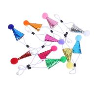 ifundom Lot de 20 Mini Chapeaux de Fête Coniques pour Petits Animaux en Peluche, avec Pompon Décoratif, Chapeaux d'anniversaire pour Chiens et Chats, Accessoires Festifs pour