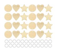 ifundom Lot de 240 Set de Étiquettes en Bois Brut 35 Mm avec 120 Anneaux en Fer, pour Bricolage Diy, Décoration Fête, Scrapbooking et Projets Créatifs