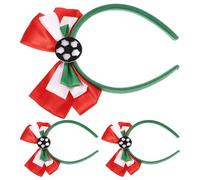 ifundom Lot de 3 Bandeaux de Football pour Femmes et Filles, Serrage-têtes à Nœud Vert Blanc Rouge, Accessoires Cheveux Football pour Événements Sportifs, Fête Euro, Supports de Match,