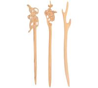 ifundom Lot de 3 Bâtonnets en Bois pour Chignons, Accessoires Cheveux en Bois Naturel, Ornements Élégants pour Événements Formels, Fixation et Décoration Cheveux
