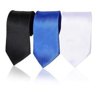 ifundom Lot De 3 Cravates en Satin Uni pour Hommes, Ensemble Cravate Formelle Noire, Blanche Et Bleu Roi, Accessoires De Costume pour Mariage, Fête Et Bureau, Taille Standard