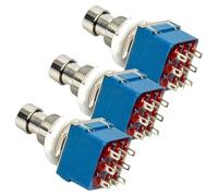 ifundom Lot de 3 Interrupteurs Pied 3pdt Bleu Pbs24b, Boutons de Pédale D'effet Guitare Verrouillables, Capuchons Métalliques Résistants pour Pédalier D'effets et Accessoires