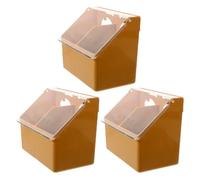 ifundom Lot de 3 Mangeoires pour Perroquets à Double Compartiment Récipient Suspendu en Plastique Résistant Couleur Café Distributeur de Nourriture pour Cage Accessoire Alimentation