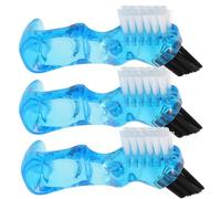 ifundom Lot de 3 Mini Brosses à Appareils Dentaires Double Face Bleu Nettoyage Personnel Pratique pour Prothèse Dentaire à Domicile Outil Compact pour Soins Bucco-Dentaires