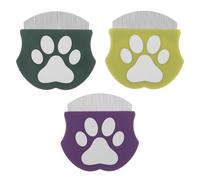 ifundom Lot de 3 Peignes de Toilettage pour Chiens et Chats Dents Fines Incurvées en Métal Doux Couleurs Olive Violet et Vert Herbe Peigne Anti-Puces et Démêlant Outil Professionnel