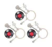 ifundom Lot de 3 Porte-clés Vintage Musique avec Pendentifs Guitare Acoustique, Microphone et Disque Vinyle en Métal, Compact et Multifonctionnel, Présent pour Amateurs et Fêtes