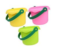 ifundom Lot de 3 Seaux de Plage en Plastique Colorés Poignées, Jouets de Plage Portables et Godets de Creusage Compacts, pour Jeux de Sable et Activités Estivales