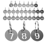 ifundom Lot de 30 Étiquettes Numérotées Rondes en Acier Inoxydable Porte-Clés Anneau Numéros de 1 à 30 Identifiants Clés Pratiques pour Ateliers Écoles et Hôtels