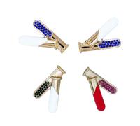 ifundom Lot de 4 Broches Chimie de Bécher, Clips Multicolores Ornés de Cristaux, Pin de Laboratoire pour Vêtements, Paquet et Chapeaux, Accessoire Original pour Femme et Couleur Aléatoire