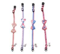 ifundom Lot de 4 Colliers Décoratifs pour Animaux Drapeau Américain, Tressés et Ajustables, Confortables pour Fête Nationale et Célébration du 4 Juillet