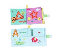 ifundom Lot de 4 Livres en Tissu pour Bébé Jouets Éducatifs Solide Non Déchirables Conception pour Garçon et Filles de 3 Mois à 3 Ans Apprentissage des Animaux et Lettres