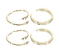 ifundom Lot de 4 set de Bagues D’Orteils Ouvertes et Ajustables en Cuivre avec Pierres Étincelantes Design Bohème Chic Légères et Confortables pour Plage et Vacances D’Été