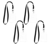 ifundom Lot de 4 set de sets de Porte-Cartes D’Identité Transparents en PVC Porte-Badges Verticaux Recto Verso avec Cordon Étui Porte-Cartes de Travail Pratique pour Bureau École et