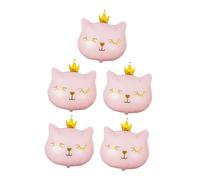 ifundom Lot de 5 Ballons en Aluminium Forme Chat Couronné Rose, Grosse Taille, Décoration Fête D’anniversaire et Mariage, Ballons Animaux Dessin Animé, Accessoires Fête Colorés et Festifs