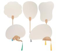 ifundom Lot de 5 Éventails Ronds Vierges en Papier à Dessin DIY Double Face 5 Motifs Blancs de Peinture Créatif pour Garçon et Filles Art Chinois Loisirs Créatifs Couleur Aléatoire