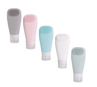 ifundom Lot de 5 Flacons de Shampoing en Silicone Léger avec Brosse, Faciles à Remplir, pour Camping et Voyage, Contenants Portables pour Gel