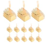 ifundom Lot de 50 boîtes à dragées pour mariage : petite boîte cadeau, contenant creux en forme de rose avec rubans, idéal pour Noël, un anniversaire, 8 x 8 x 5,2 cm