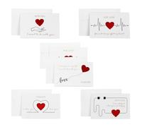 ifundom Lot de 6 Cartes de Vœux en Papier Motifs Cœur Dorés Format Horizontal Couleur Vive Enveloppes Saint-Valentin Fête des Mères Cartes de Bénédiction D’Amour