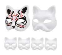 ifundom Lot de 6 Masques en Papier Vierges à Peindre Masque Facial Chat en Papier Écologique Accessoires Cosplay Halloween à Décorer pour Soirées Costumées et Bal Masqué