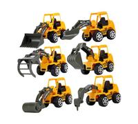 ifundom Lot de 6 Pelleteuses à Inertie pour Tout-Petit Véhicules de Chantier Miniatures en Plastique Lisse sans Angles Modèles Réduits Éducatifs pour Garçon et Filles Jeu D’Éveil et